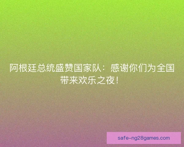 阿根廷总统盛赞国家队：感谢你们为全国带来欢乐之夜！